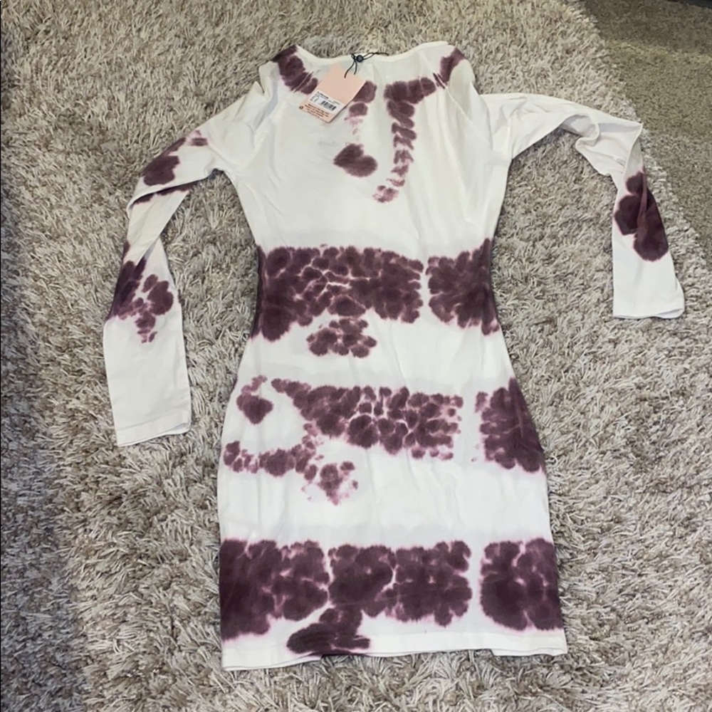 Purple tie dye notch neck bodycon mini dress